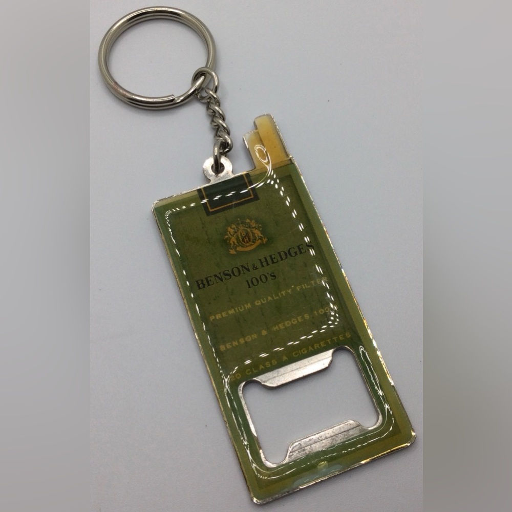 Vintage Rare Benson & Hedges Cigarette Company Bottle Opener Key Chain Ring Fob